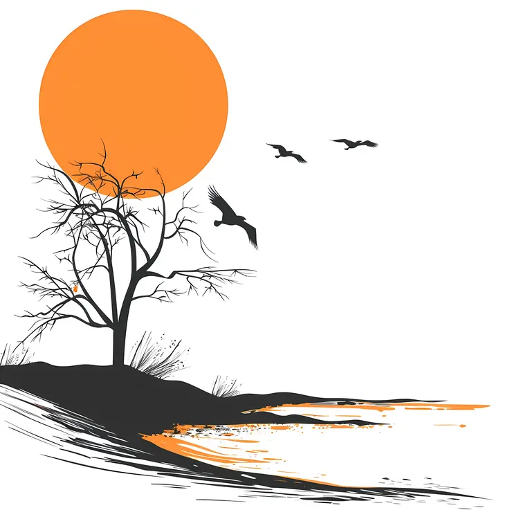 Sunset Tree Silhouette
