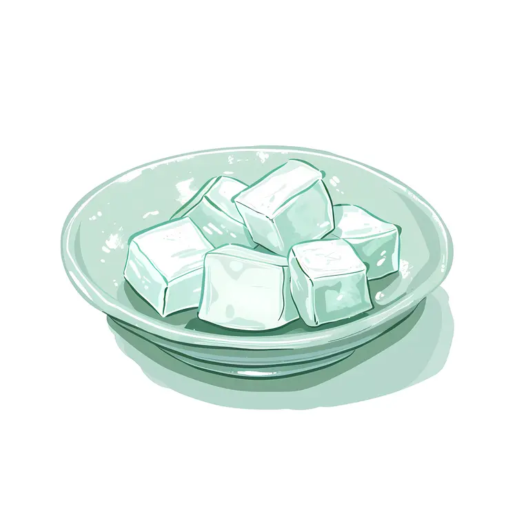 Plain Tofu Cubes on Plate