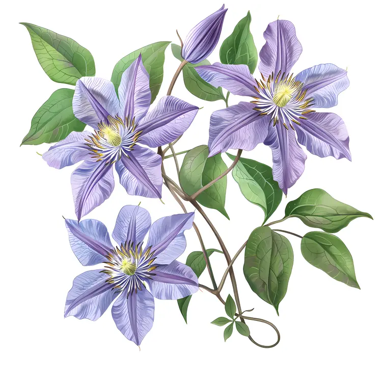 Purple Blossoms Botanical Illustration