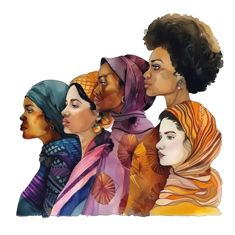 Diverse Women in Colorful Headscarves