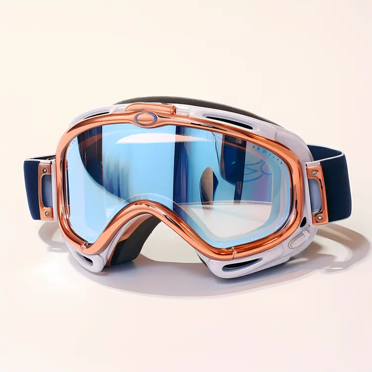 Ski Goggles with Blue Tint and Copper Frame