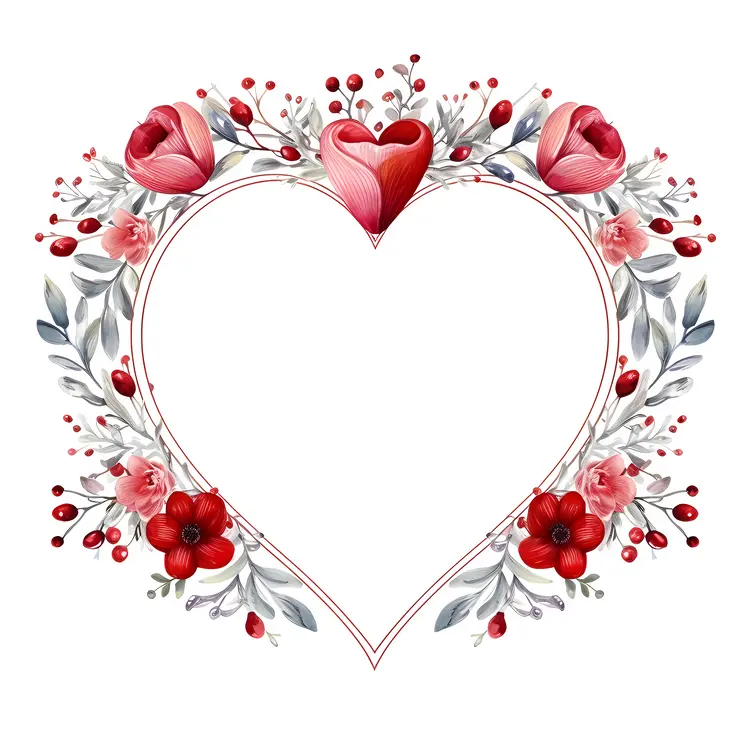 Elegant Heart-Shaped Floral Frame