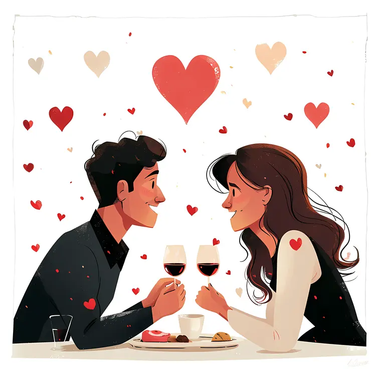 Romantic Couple Toasting with Wine