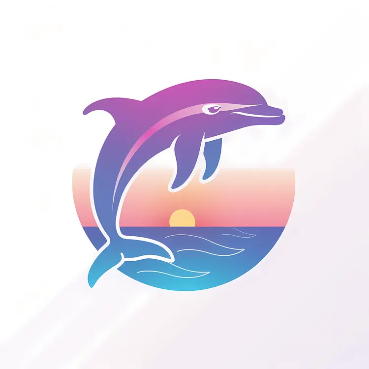 Dolphin with Sunset Background
