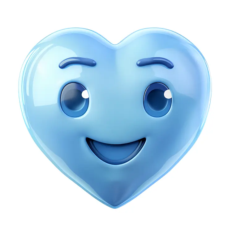 Cheerful Light Blue Heart Emoji