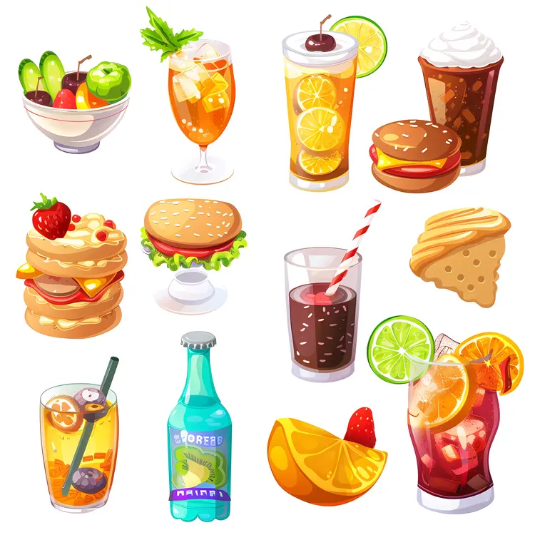 Assorted Food and Drinks