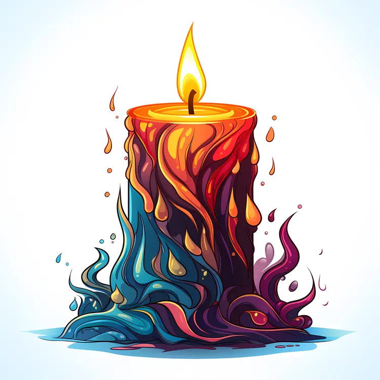 Artistic Colorful Candle with Flame