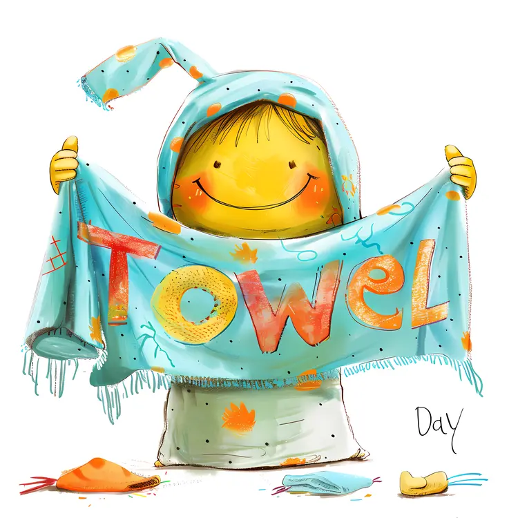 Happy Child Celebrating Towel Day