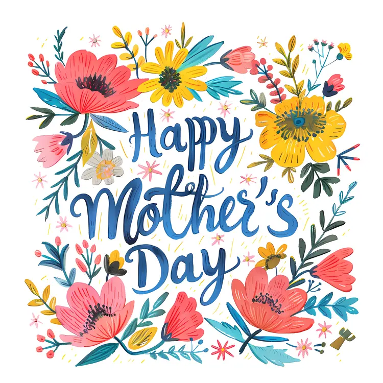 Happy Mother's Day with Colorful Flowers