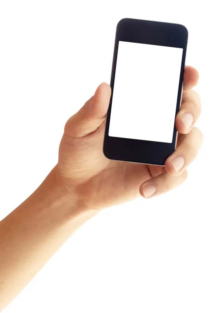 Black Phone with Blank Screen in Hand