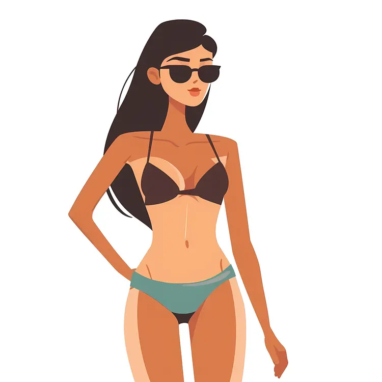 Confident Woman in Bikini with Sunglasses