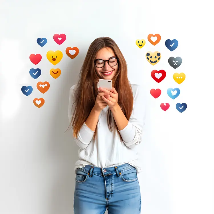 Girl Interacting with Social Media on Phone