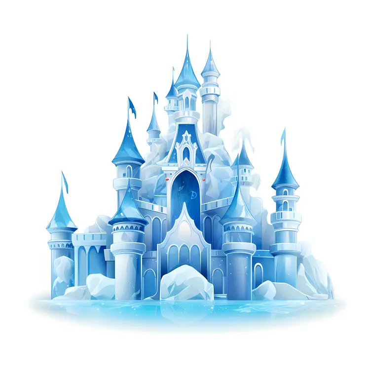Grand Ice Castle with Blue Towers