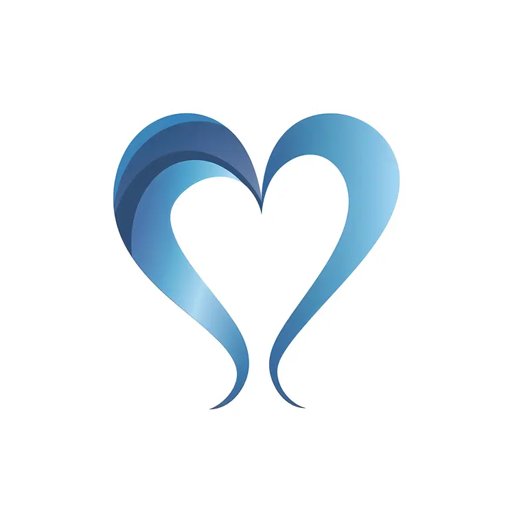 Stylized Blue Heart with Gradient
