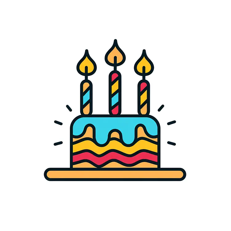 Colorful Birthday Cake with Candles
