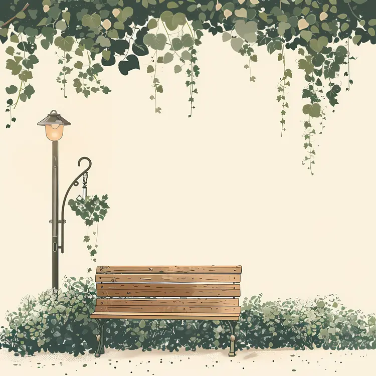Peaceful Bench with Hanging Ivy
