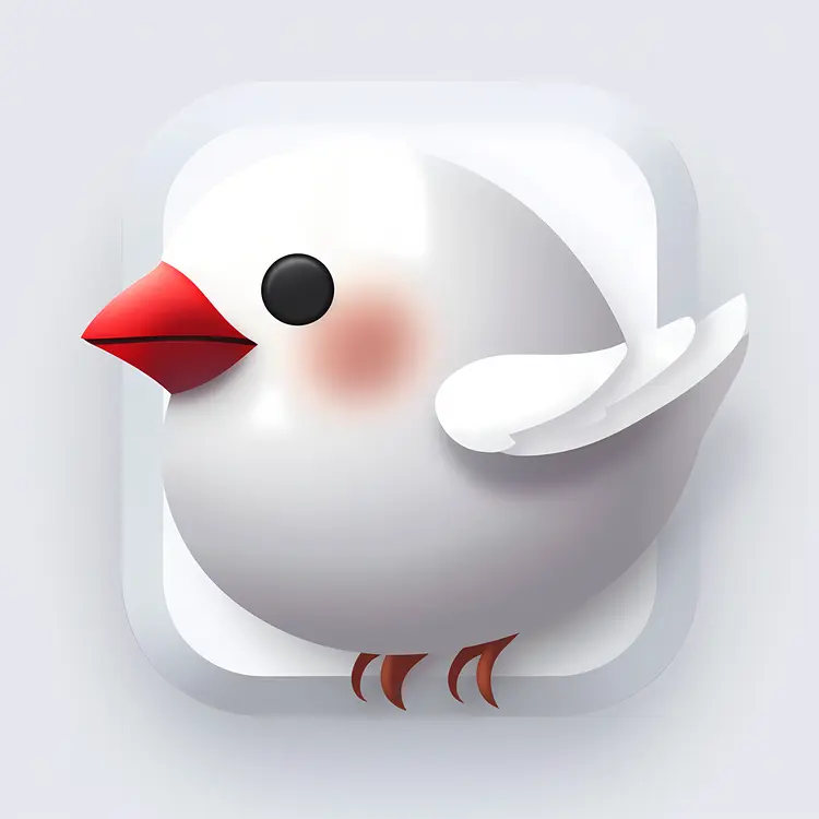 Cute White Bird with Red Beak