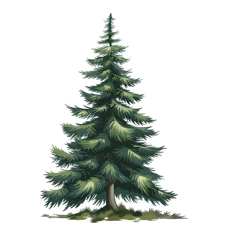 Dark Green Pine Tree Illustration
