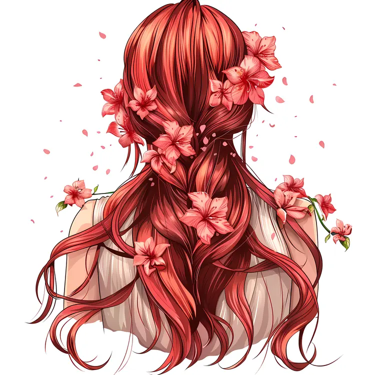 Red Hair with Flowers