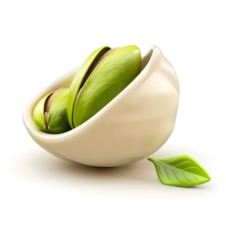 Green Pistachios with Leaves