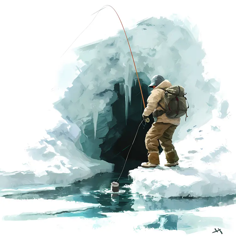Ice Fishing in Winter