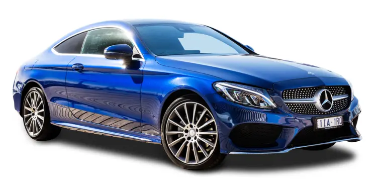 Blue Mercedes Coupe Car