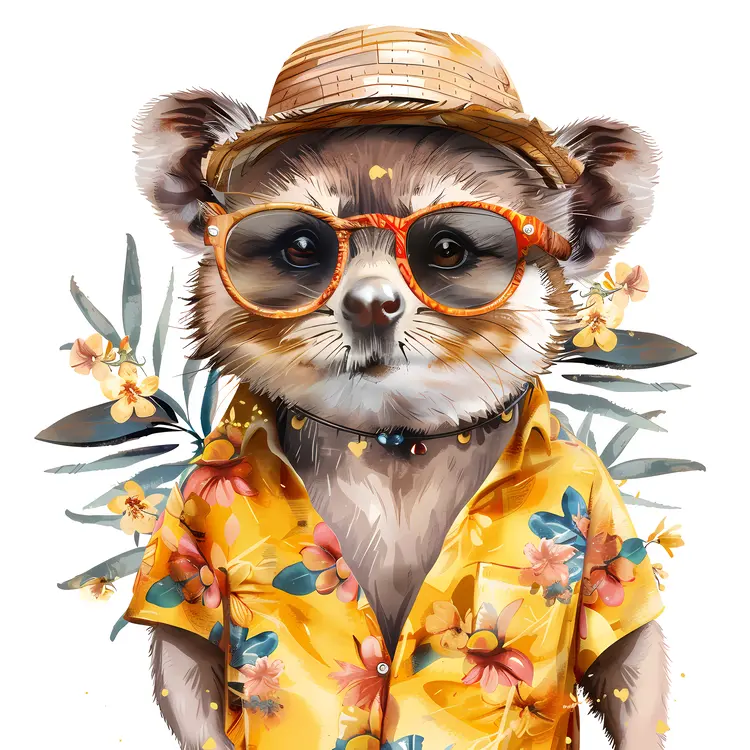 Cute Cartoon Animal with Sunglasses