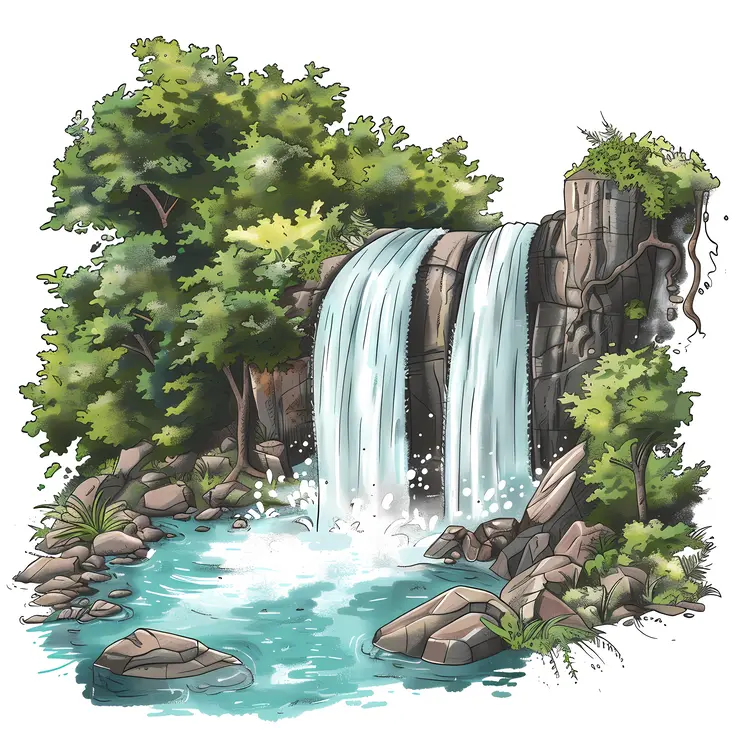 Peaceful Waterfall in Nature