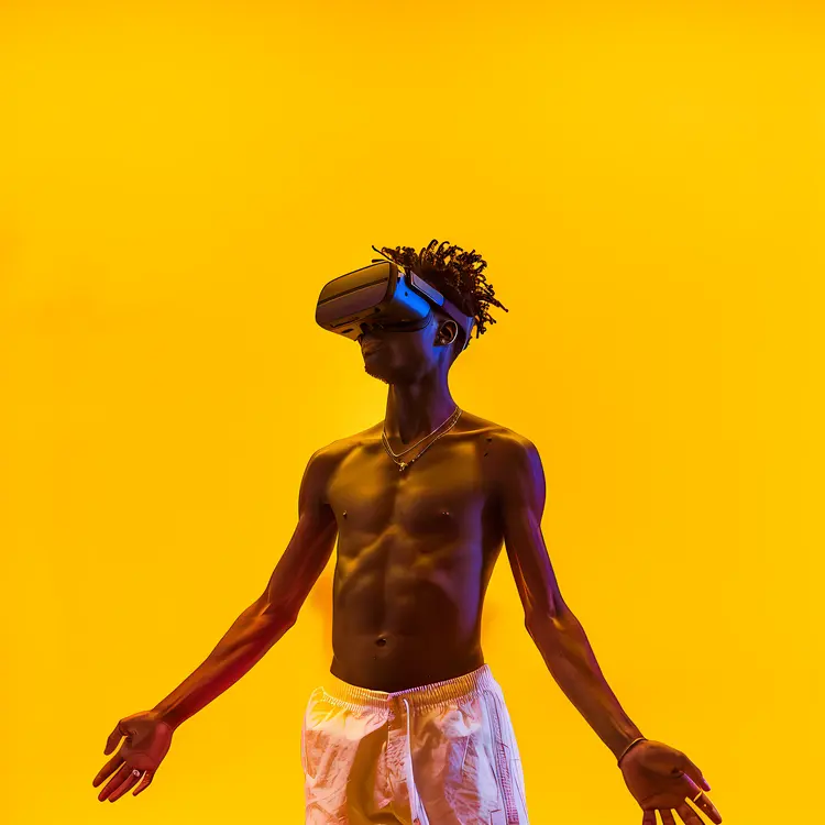 Shirtless Man with VR Headset