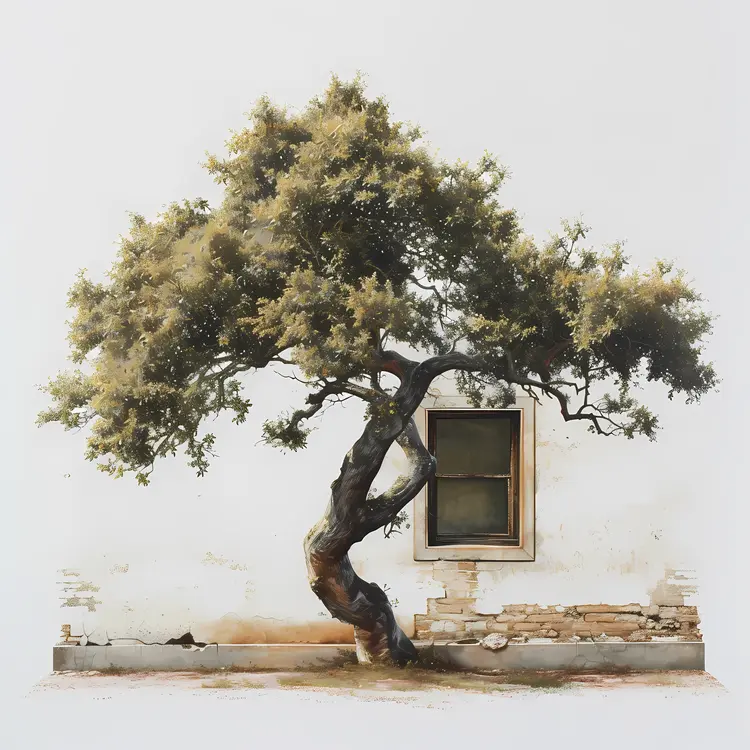 Tree Growing Beside a Window