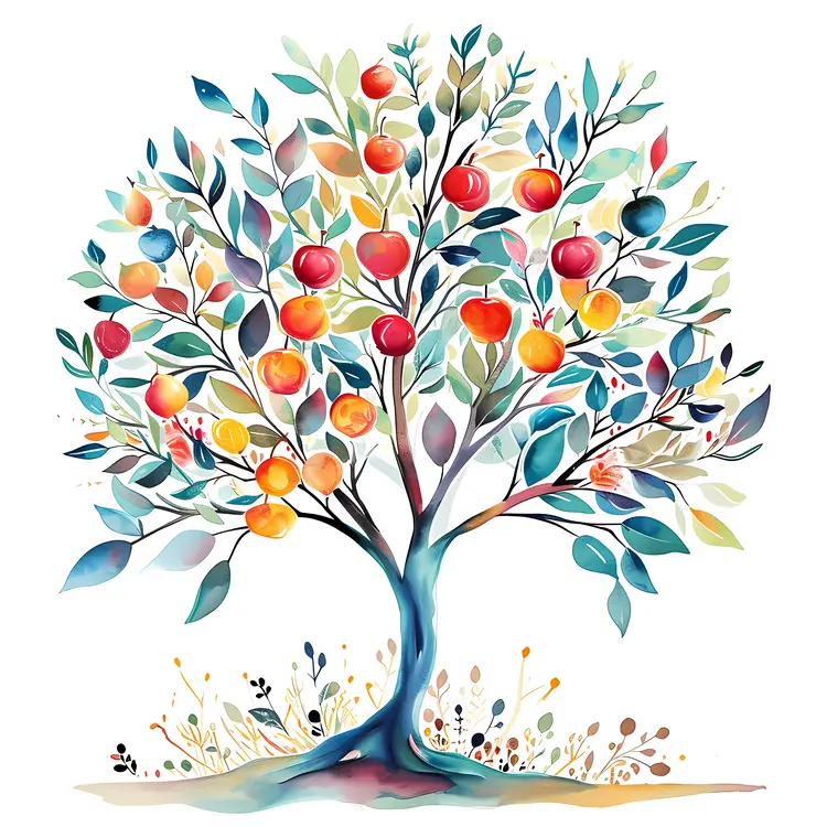 Colorful Fruits on a Tree