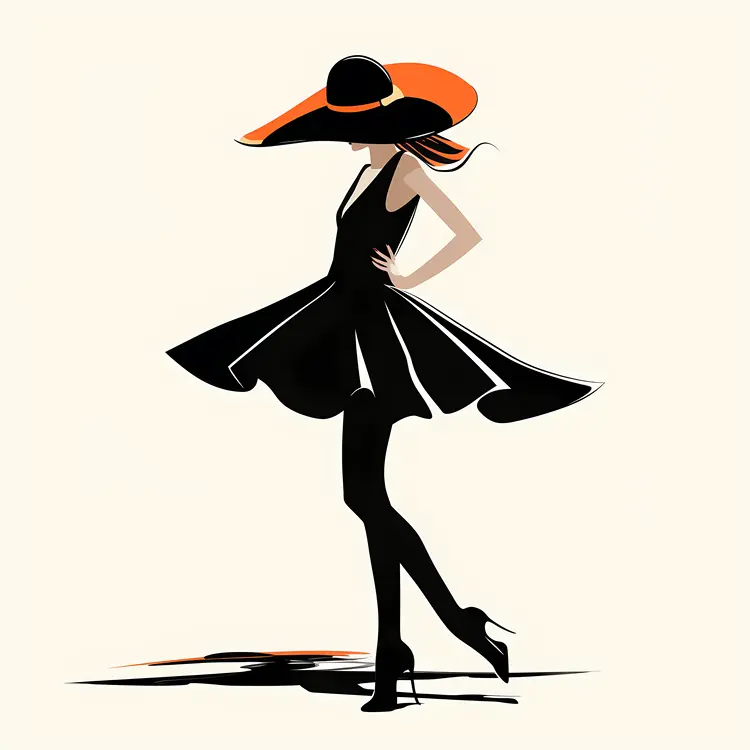 Woman in Hat and Dress