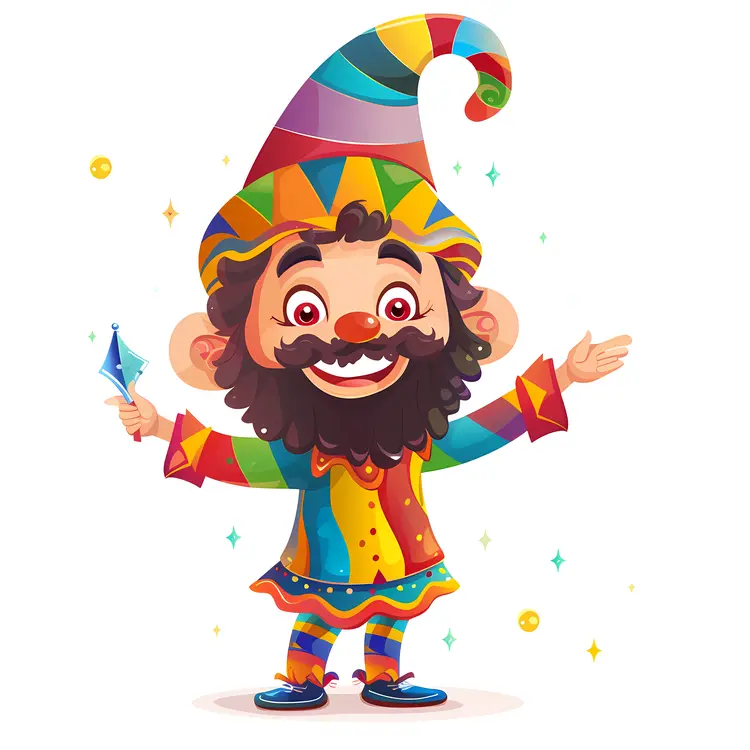 Cartoon Man in Colorful Costume