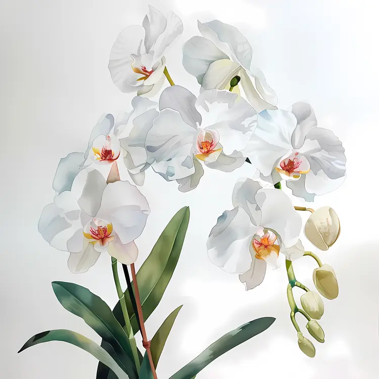 White Orchids in Bloom