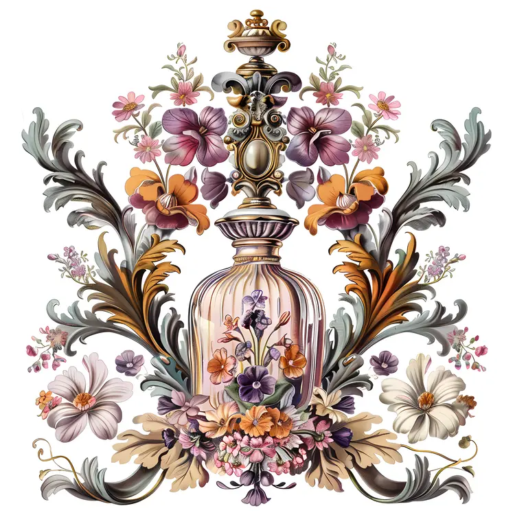 Elegant Vintage Perfume Bottle with Floral Design