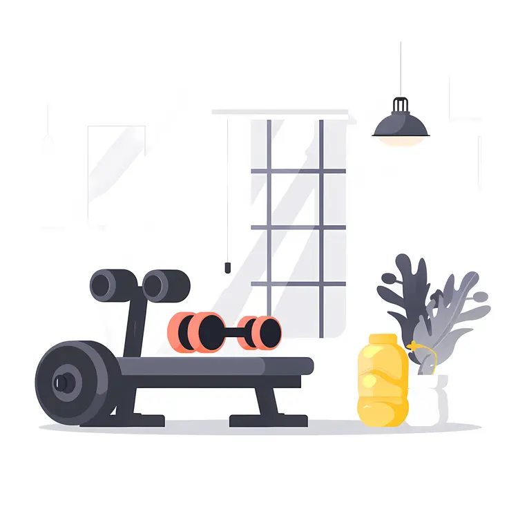 Modern Gym Equipment Illustration