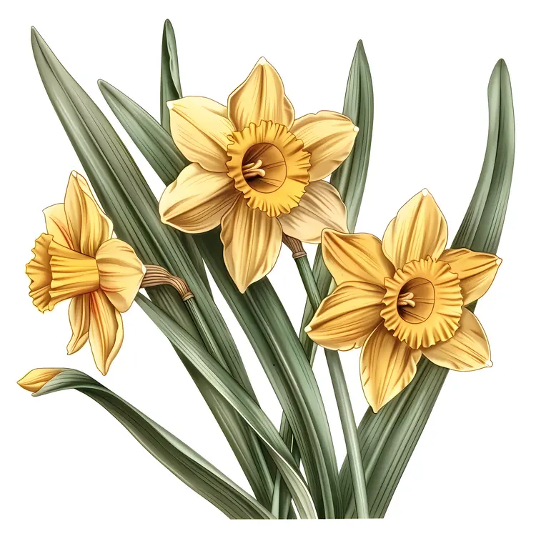 Three Yellow Daffodils