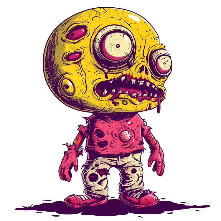 Cute Yellow Zombie with Big Eyes