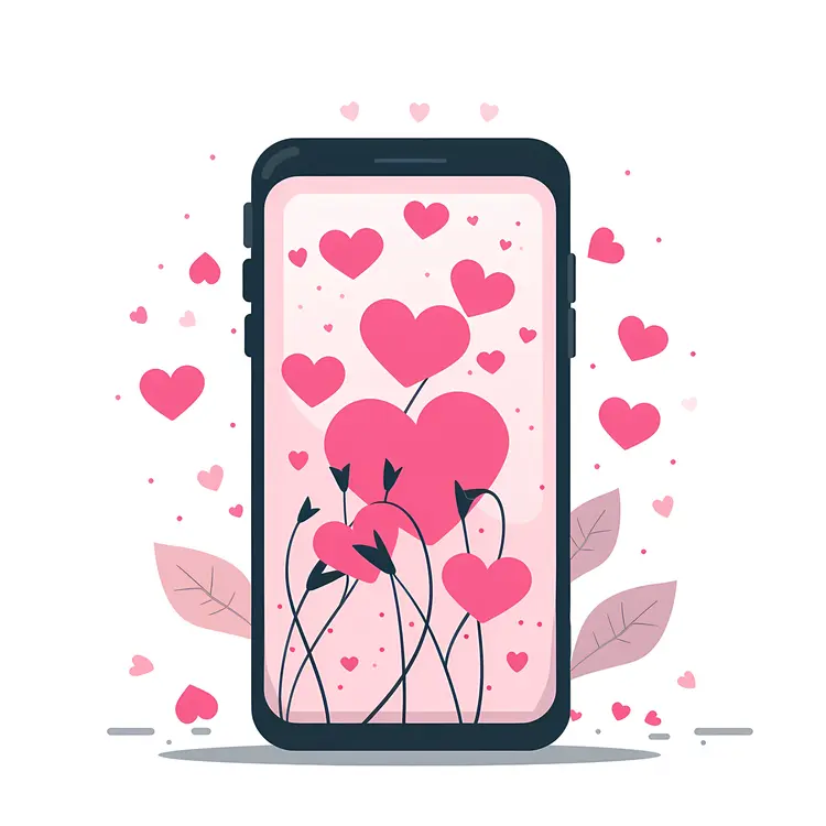 Smartphone with Pink Hearts for Valentine's Day