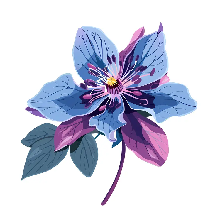 Stunning Blue Flower with Green Leaves
