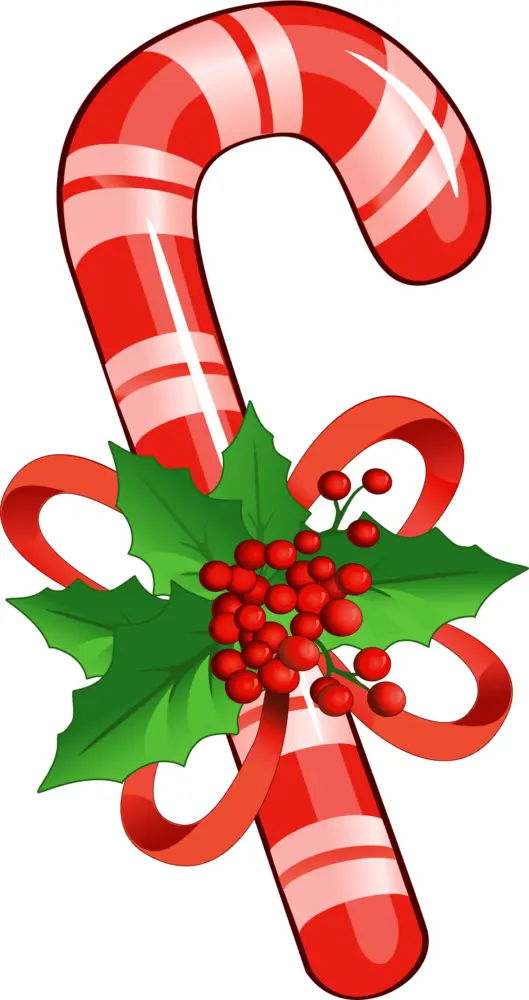 Christmas Candy Cane with Holly