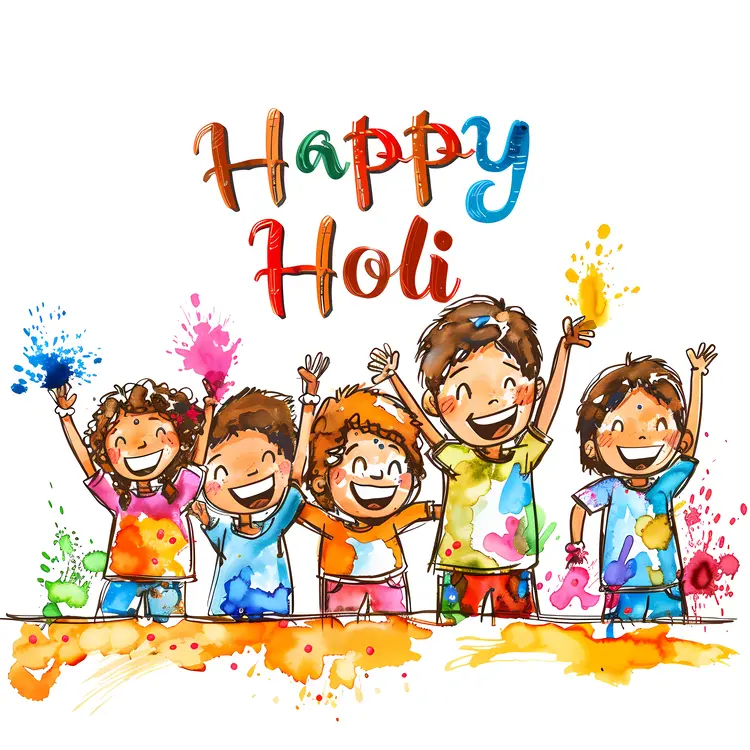 Happy Holi with Kids Celebrating
