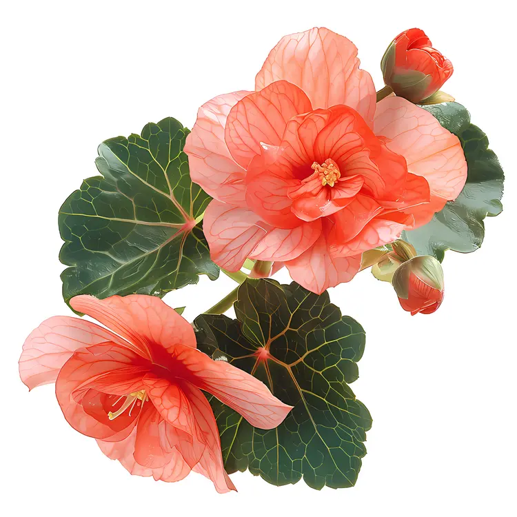 Vibrant Orange and Pink Flowers with Green Leaves