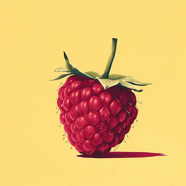 Red Raspberry on Yellow Background