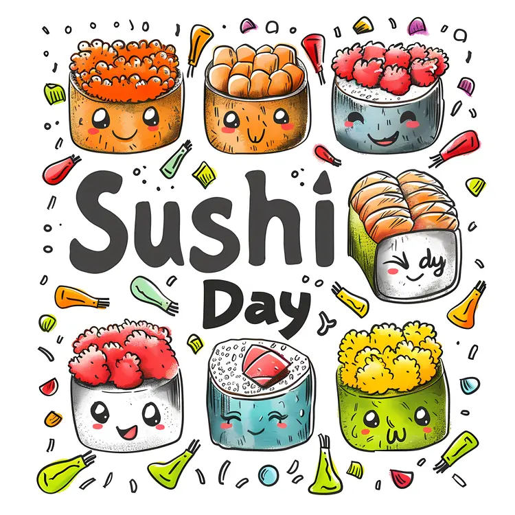 Sushi Day with Cute Sushi Characters