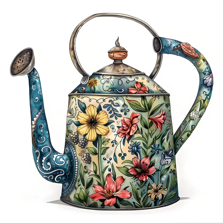 Decorative Floral Watering Can