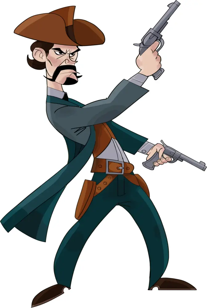 Cartoon Cowboy with Dual Guns
