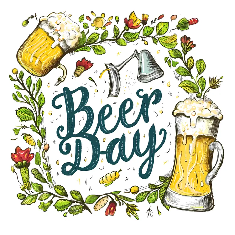 Beer Day Celebration with Floral Wreath