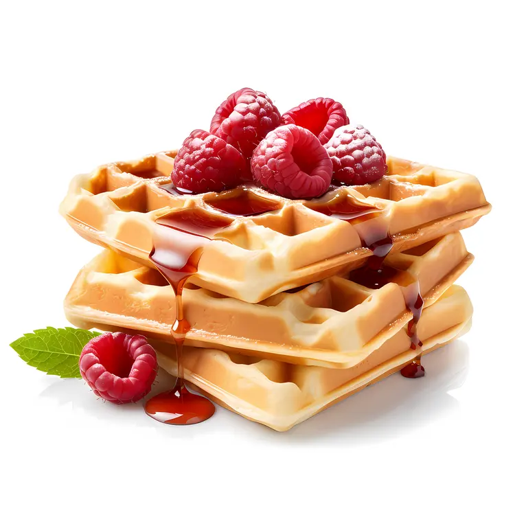 Waffles with Raspberries and Syrup