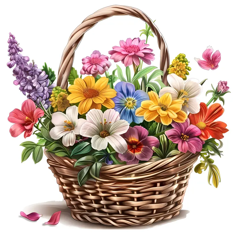Basket of Spring Flowers